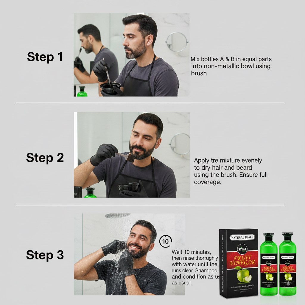 Fruit Vinegar Hair Gel Natural Black Hair Colour,Long Lasting ,Ammonia Free,Silkier Black Hair Dye For Men&Women For Black Hair Dye - Image 3